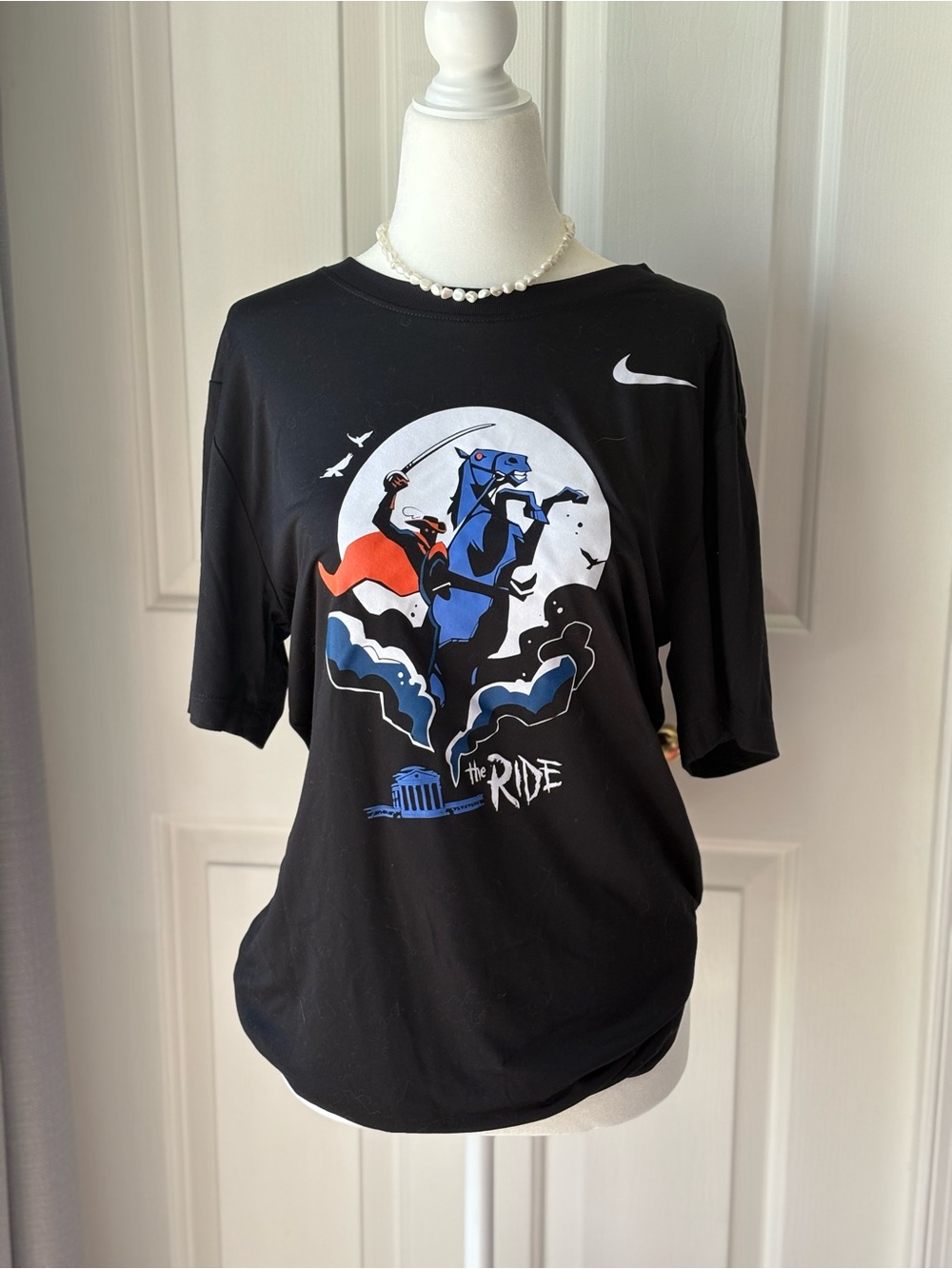 UVA Nike Black Short-Sleeve Graphic Tee with Blue and Red Print